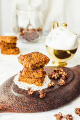 Pumpkin granola bars with peanut butter and seeds