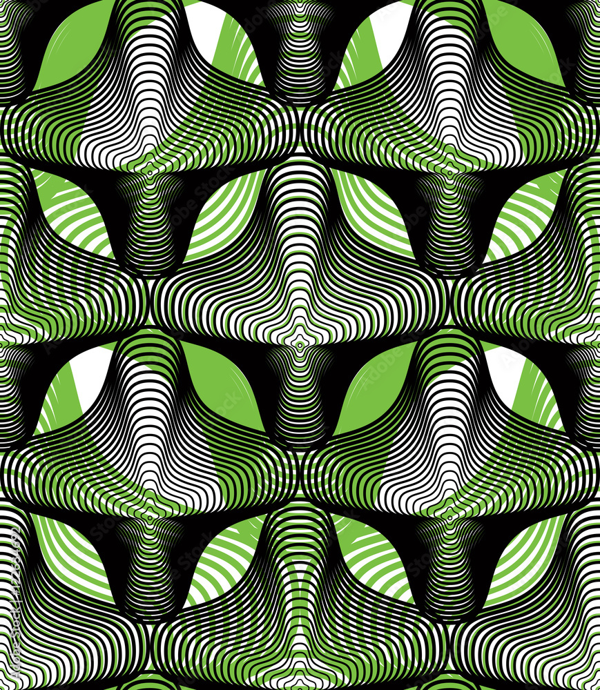 Poster colorful illusive abstract seamless pattern with overlapping geo