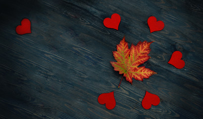 autumn leaf maple and heart