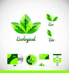 Ecological eco bio leaf green logo icon design