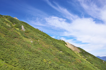 赤岳を登る登山者