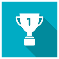 Cup icon, image jpg, vector eps, flat web, material icon, icon with long shadow on blue background