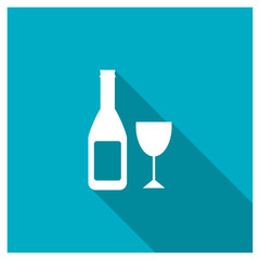 Wine icon, image jpg, vector eps, flat web, material icon, icon with long shadow on blue background