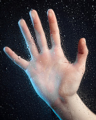 handful of leaning on glass plate