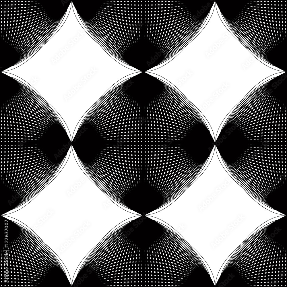 Poster black and white illusive abstract seamless pattern with overlapp