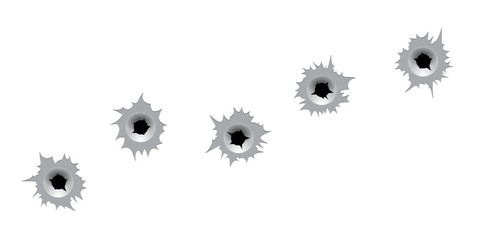 Vector bullet holes. - obrazy, fototapety, plakaty