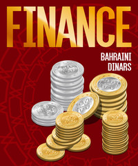 Bahraini Dinars Coins Stacks Cover Poster Design