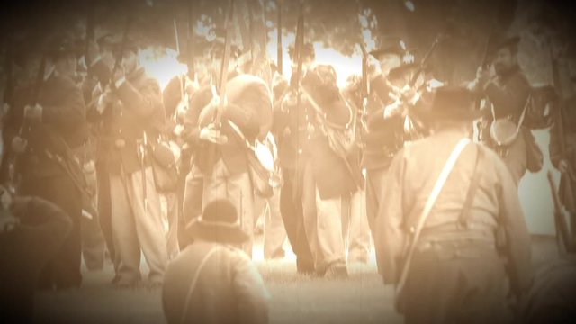 Civil War soldiers in a pitched battle (Archive Footage Version)