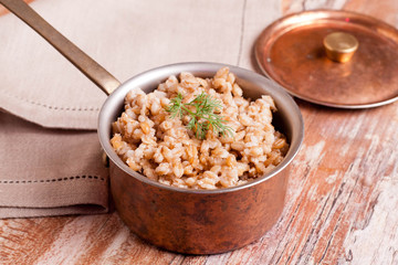 Porridge in a saucepan