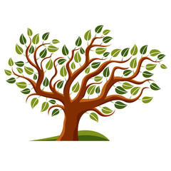 Fototapeta premium Vector illustration of stylized branchy tree isolated on white b