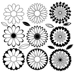 Flowers black and white vector