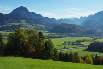 Golling, the Salzachtal and the Tennengebirge from Gasteig