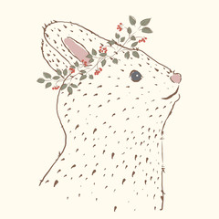 Cute rabbit. Vintage portrait