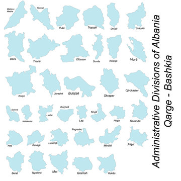 Large and detailed maps of all administrative divisions of Albania