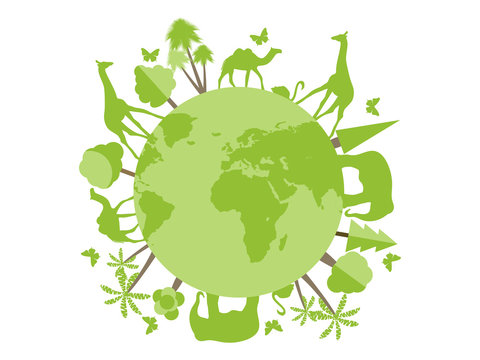 Animals on the planet, animal shelter, wildlife sanctuary. World Environment Day. Vector illustration.