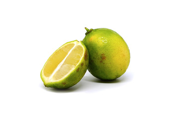 Lime. fruit with slices isolated on white