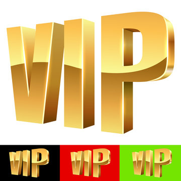 Golden VIP abbreviation isolated on white with color background