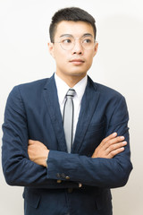 Portrait of asian businessman in black suit