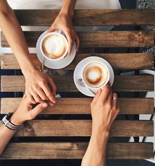 young couple drinking coffee