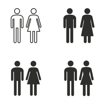 Man And Woman Restroom Icon Set.