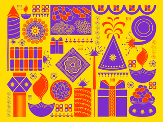 Happy Diwali festival background kitsch art India