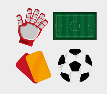 field and ball soccer football related icons image vector illustration design 