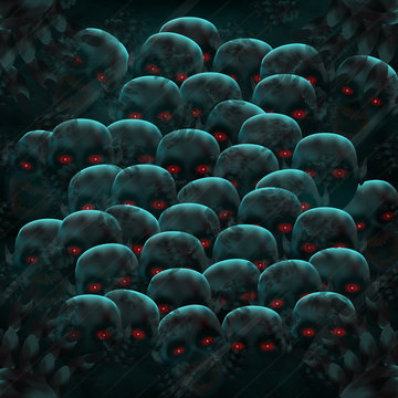 Crowd of the isolated zombies