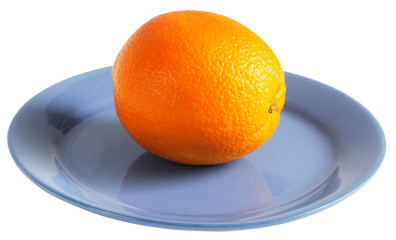 Orange on blue plate
