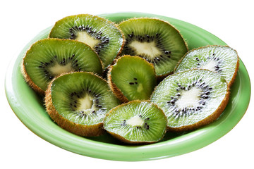 Kiwi fruit slices on plate