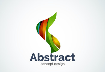 Abstract wave logo template, smooth motion concept
