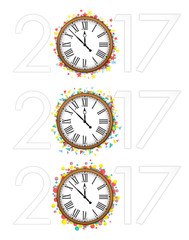Confetti with text 2017 and vintage clock New year celebration