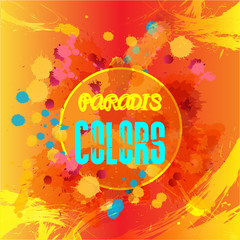 Digital vector abstract blue and yellow colors over red background, flat style