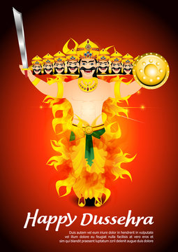 happy dussehra celebration background with flame