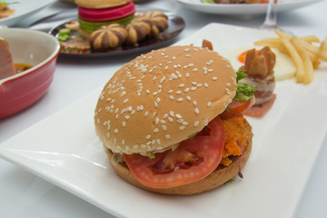 Hamburger and breakfast