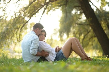 Fototapeta premium Beautiful couple relaxing outside