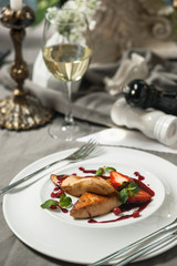 Foie Gras with cranberry sauce and wine
