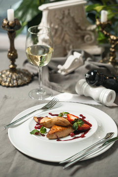 Foie Gras with cranberry sauce and wine