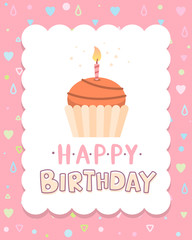 Vector colorful illustration. Happy birthday template poster wit