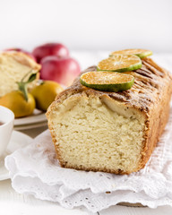 Homemade pie with apples and mandarines