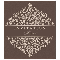 Wedding Invitation cards in an vintage-style brown and beige.