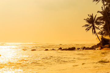 Obraz na płótnie Canvas Beautiful sunset at tropical beach in Sri Lanka