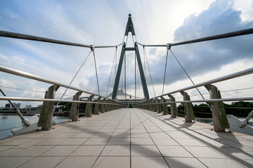 Tanjong Rhu Suspension Bridge at day.
