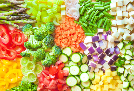 Fototapeta Assorted cut vegetables