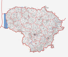 Map Republic of Lithuania. Roads - 122649040