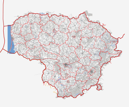 Map Republic of Lithuania. Roads