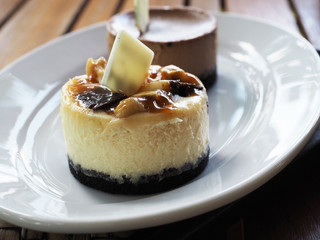 Chocolate caramel cheesecake.