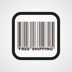 Barcode and Free Shipping Icon Flat Simple Vector illustration