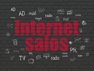 Advertising concept: Internet Sales on wall background