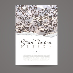 Vector design template. Business card with floral circle ornament. Mandala style.
