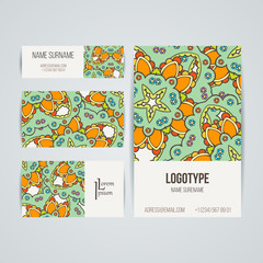 Fototapeta premium Set of vector design templates. Business card with floral circle ornament. Mandala style.